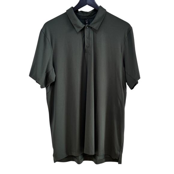 Lululemon Performance Snap Button Smoked Spruce Short Sleeve Mesh Polo - Picture 1 of 7